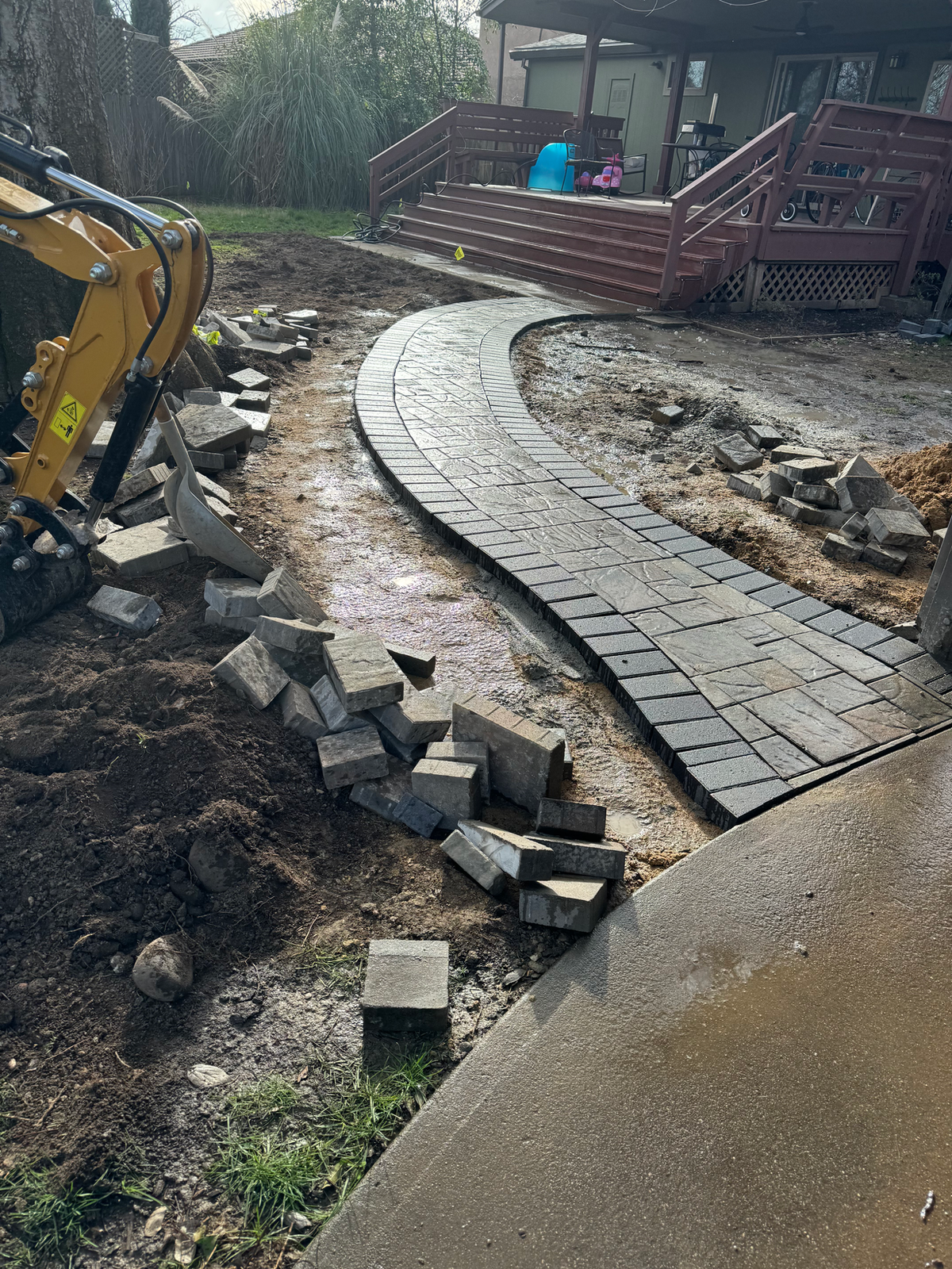 Landscape design and paver walkway